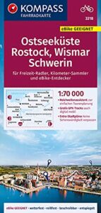KOMPASS Fahrradkarte 3318 Ostseeküste, Rostock, Wismar, Schwerin 1:70.000: reiß- und wetterfest mit Extra Stadtplänen